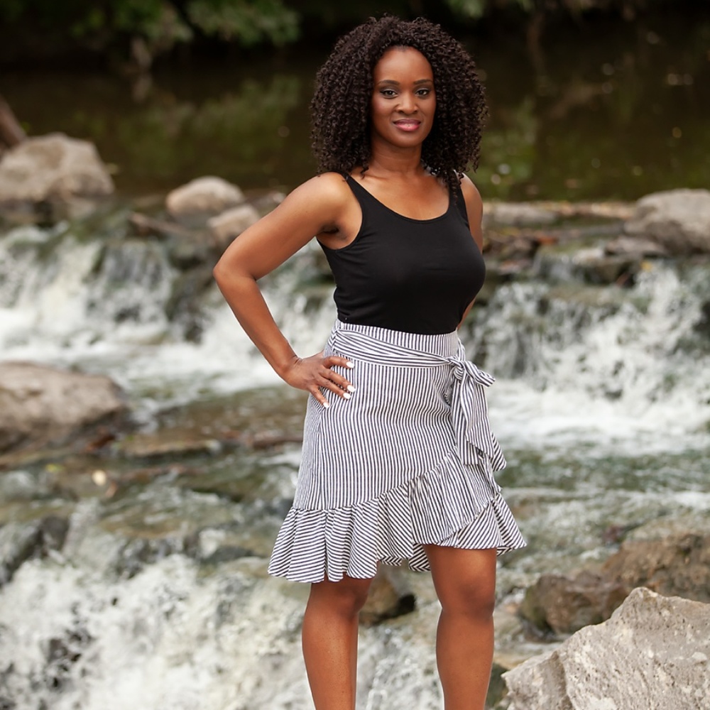 Stripe Ruffle Skirt